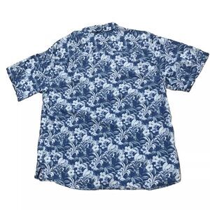 Tommy Bahama 100% Silk Button Shirt Men M Floral Original Fit Island Casual Blue